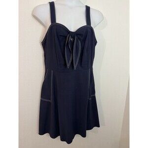 A New Day Women's Dress Navy Blue Sleeveless Front Tie Pin Up Retro 2XL